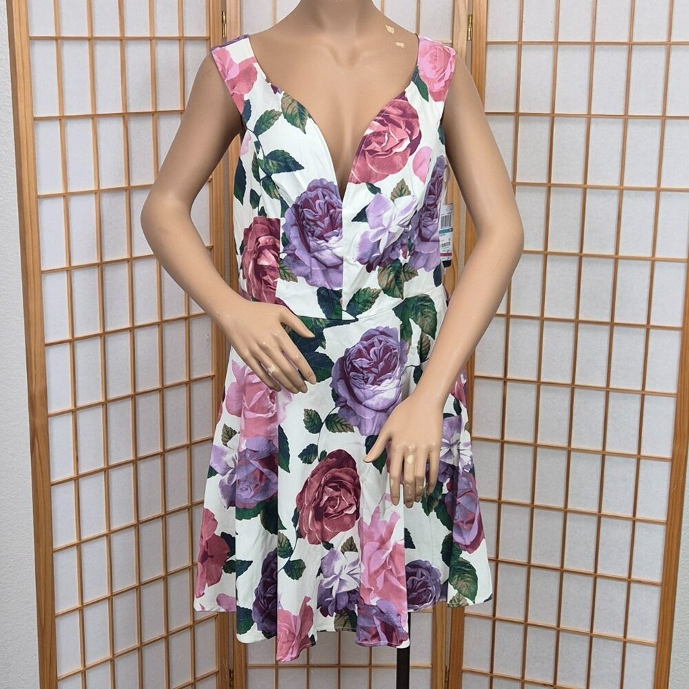 NWT City Studio Floral Sleeveless A-line Dress Flare Skirt Size 16